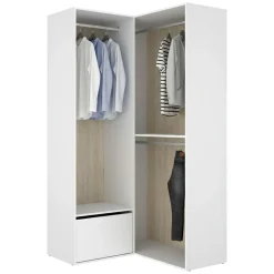 Guardaroba Grande Bianco Marrone Rovere Modulabile 4 Ripiani 105x205h cm, Appendiabiti - Evansdale