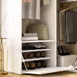 Guardaroba Grande Bianco Marrone Rovere Modulabile 4 Ripiani 105x205h cm, Appendiabiti - Evansdale
