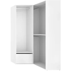 Guardaroba Grande Bianco Marrone Rovere Modulabile 4 Ripiani 105x205h cm, Appendiabiti - Evansdale