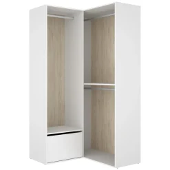 Guardaroba Grande Bianco Marrone Rovere Modulabile 4 Ripiani 105x205h cm, Appendiabiti - Evansdale