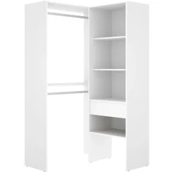 Guardaroba Grande Bianco Marrone Rovere Modulabile 5 Ripiani 88x185h cm, Appendiabiti - Bandon