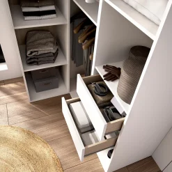 Altri Guardaroba > Dmora Guardaroba Grande Bianco Marrone Rovere Nodi 4 Ripiani 2 Cassetti 179x226.5h cm, Appendiabiti - Merlino Marrone, Bianco Rovere Nodi