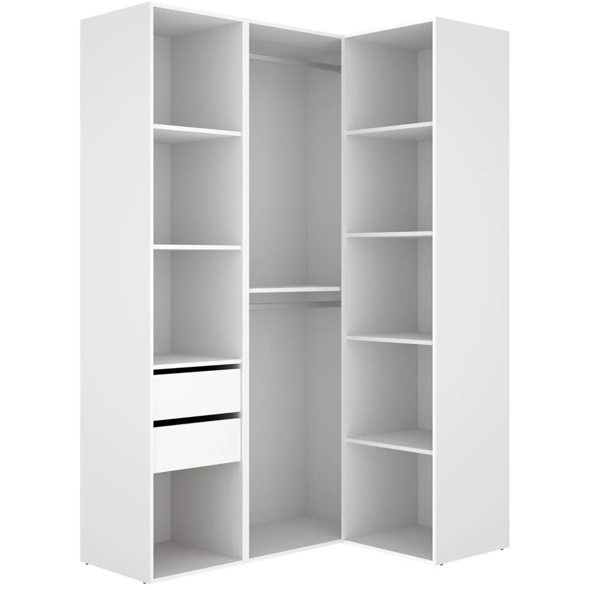 Altri Guardaroba > Dmora Guardaroba Grande Bianco Marrone Rovere Nodi 4 Ripiani 2 Cassetti 179x226.5h cm, Appendiabiti - Merlino Marrone, Bianco Rovere Nodi