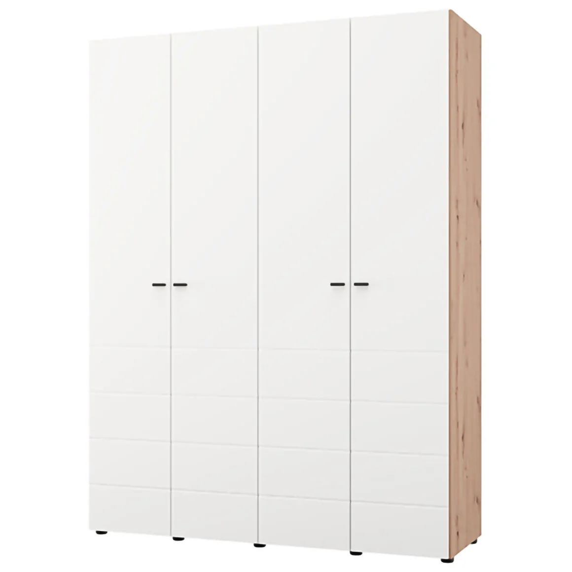 Guardaroba Grande Bianco Marrone Rovere Nodi 4 Ripiani 4 Ante 155x208h cm, 6 Vani - Soris