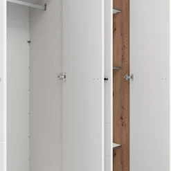 Guardaroba Grande Bianco Marrone Rovere Nodi 4 Ripiani 4 Ante 155x208h cm, 6 Vani - Soris