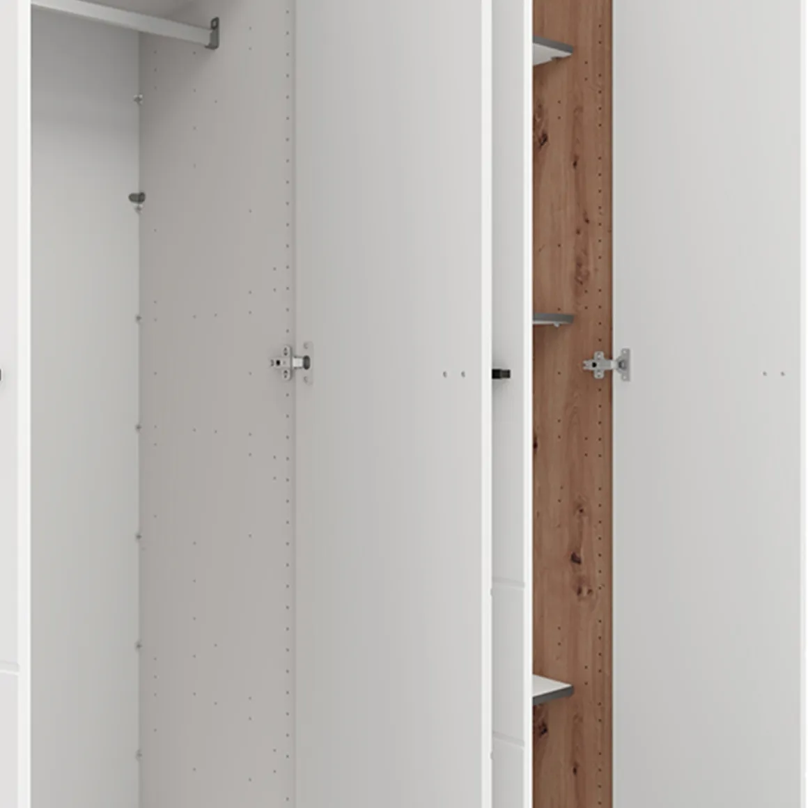 Guardaroba Grande Bianco Marrone Rovere Nodi 4 Ripiani 4 Ante 155x208h cm, 6 Vani - Soris