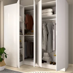 Altri Guardaroba > Dmora Guardaroba Grande Modulabile 5 Ripiani 91x184h cm, Appendiabiti - Woodbury Bianco