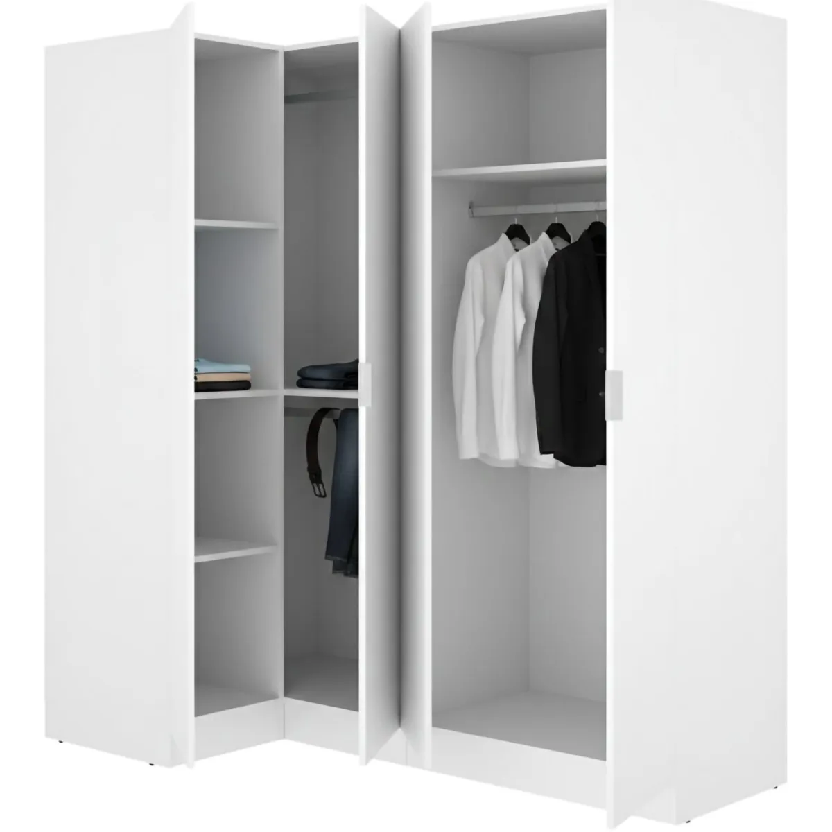 Altri Guardaroba > Dmora Guardaroba Grande Modulabile 5 Ripiani 91x184h cm, Appendiabiti - Woodbury Bianco
