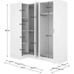 Altri Guardaroba > Dmora Guardaroba Grande Modulabile 5 Ripiani 91x184h cm, Appendiabiti - Woodbury Bianco