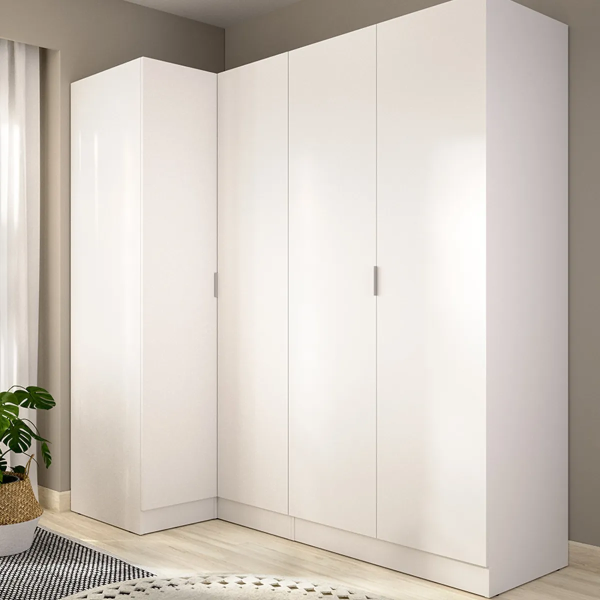 Altri Guardaroba > Dmora Guardaroba Grande Modulabile 5 Ripiani 91x184h cm, Appendiabiti - Woodbury Bianco
