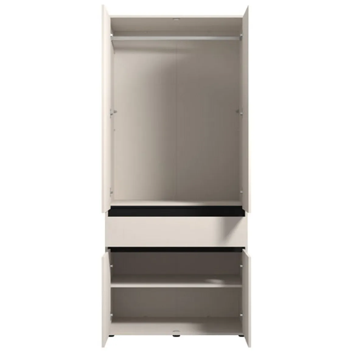 Altri Guardaroba > Dmora Guardaroba Grande Bianco Nero Appendiabiti 5 Ripiani 179x210h cm, 2 Ante - Verzino Nero, Bianco