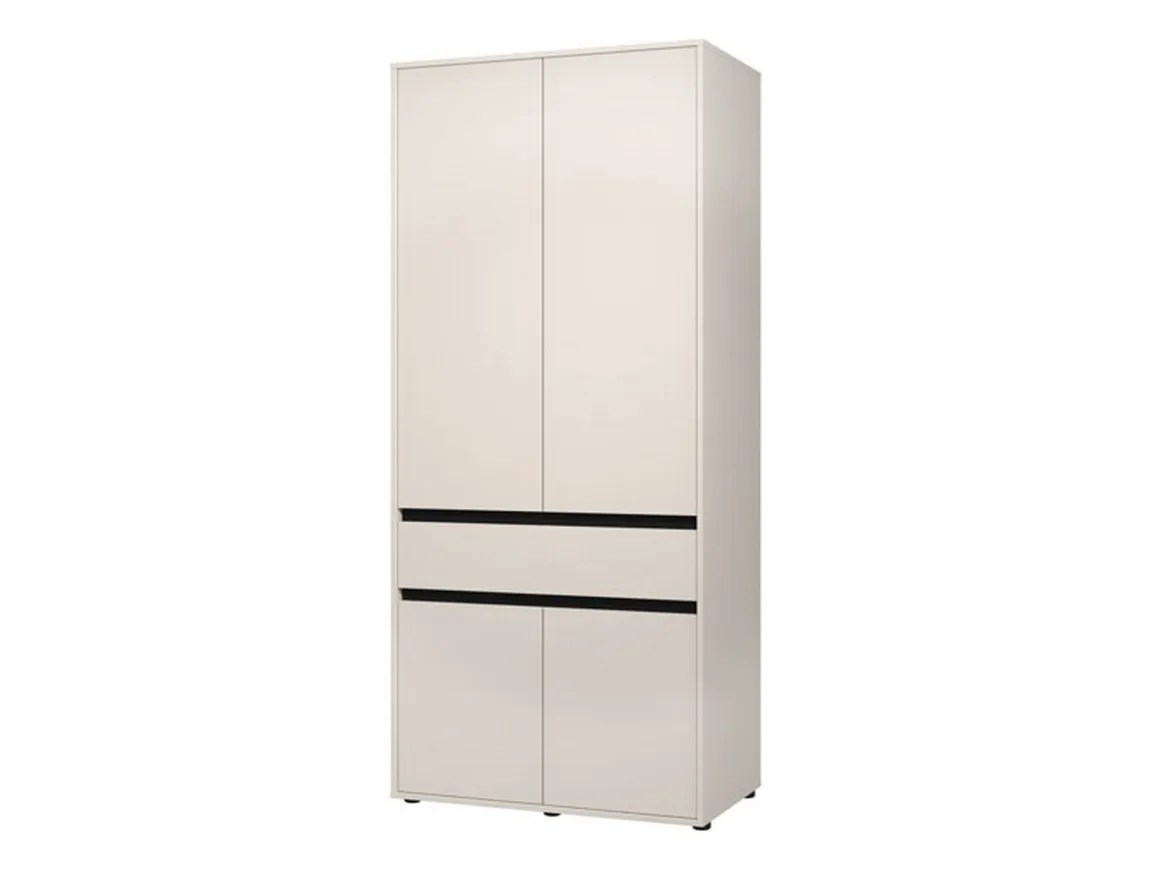 Altri Guardaroba > Dmora Guardaroba Grande Bianco Nero Appendiabiti 5 Ripiani 179x210h cm, 2 Ante - Verzino Nero, Bianco