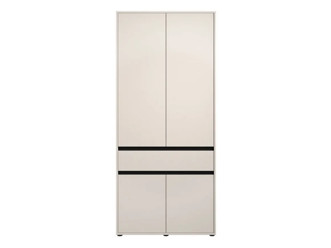 Altri Guardaroba > Dmora Guardaroba Grande Bianco Nero Appendiabiti 5 Ripiani 179x210h cm, 2 Ante - Verzino Nero, Bianco