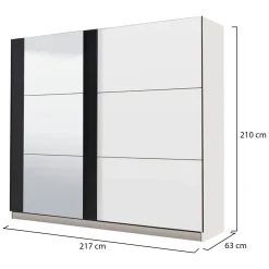 Altri Guardaroba > Dmora Guardaroba Grande Bianco Nero Fume Appendiabiti 12 Ripiani 274x210h cm, Apertura Battente - Gavi Nero, Bianco Fume