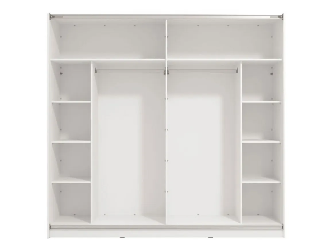 Altri Guardaroba > Dmora Guardaroba Grande Bianco Opaco Marrone Rovere 2 Cassetti 8 Ripiani 186x216h cm, Appendiabiti - Mahone Marrone Rovere, Bianco Opaco
