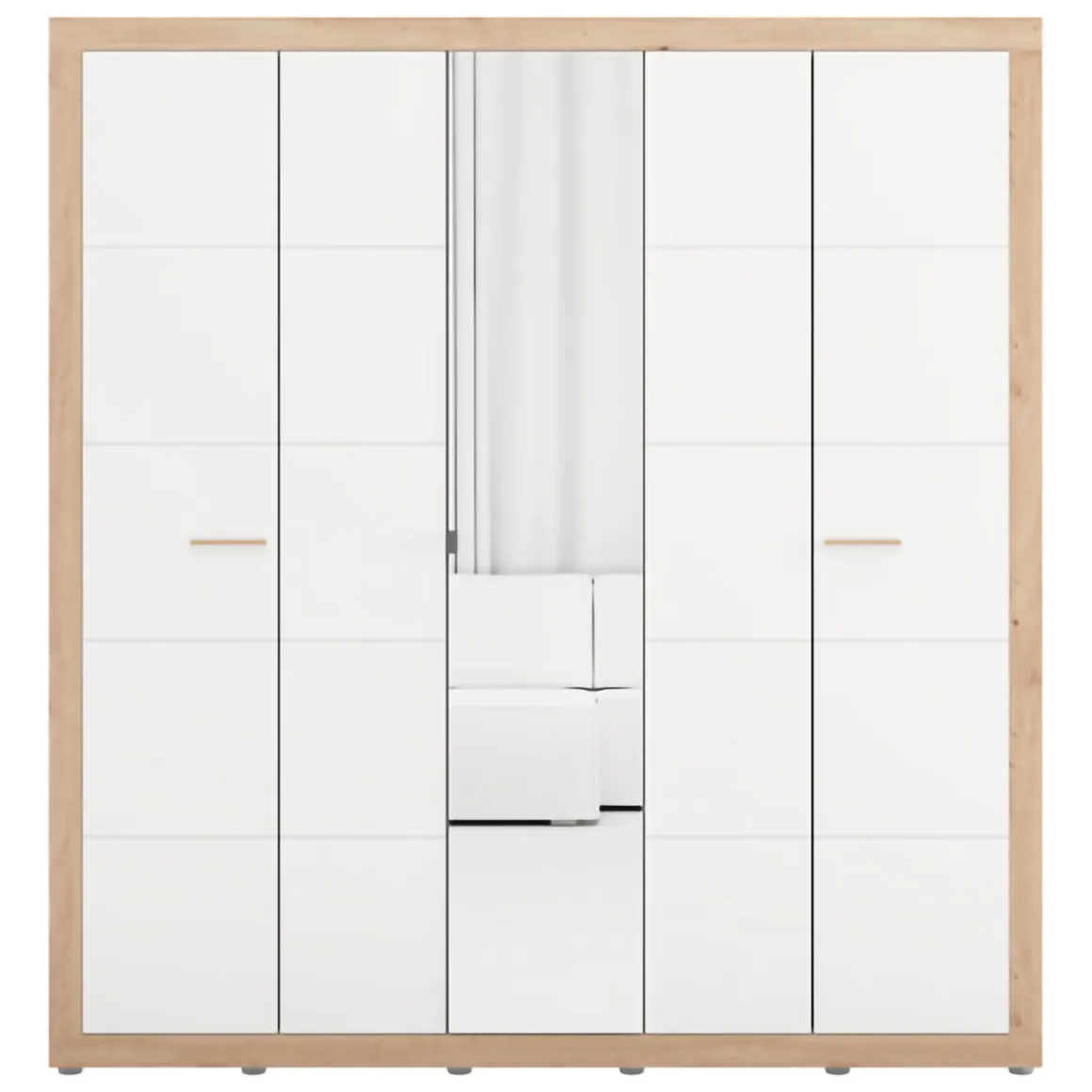 Altri Guardaroba > Dmora Guardaroba Grande Bianco Opaco Marrone Rovere Nodi 2 Cassetti 2 Ripiani 155x208h cm, Appendiabiti - Sayul Marrone Rovere nodi, Bianco Opaco