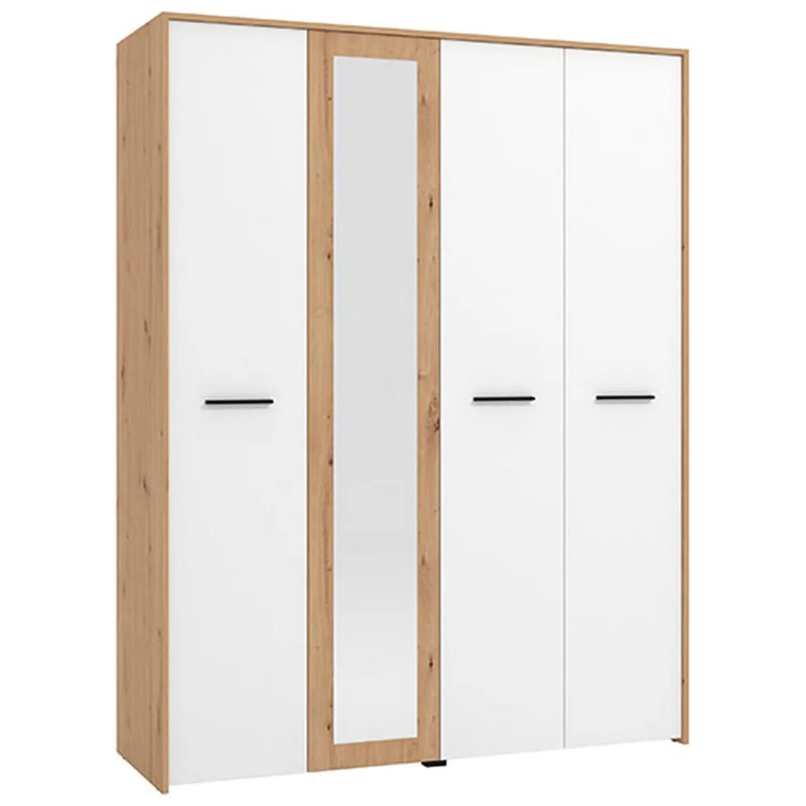 Altri Guardaroba > Dmora Guardaroba Grande Bianco Opaco Marrone Rovere Nodi Appendiabiti 6 Ripiani 262.5x224h cm, 3 Ante - Carasco Marrone Rovere Nodi, Bianco Opaco