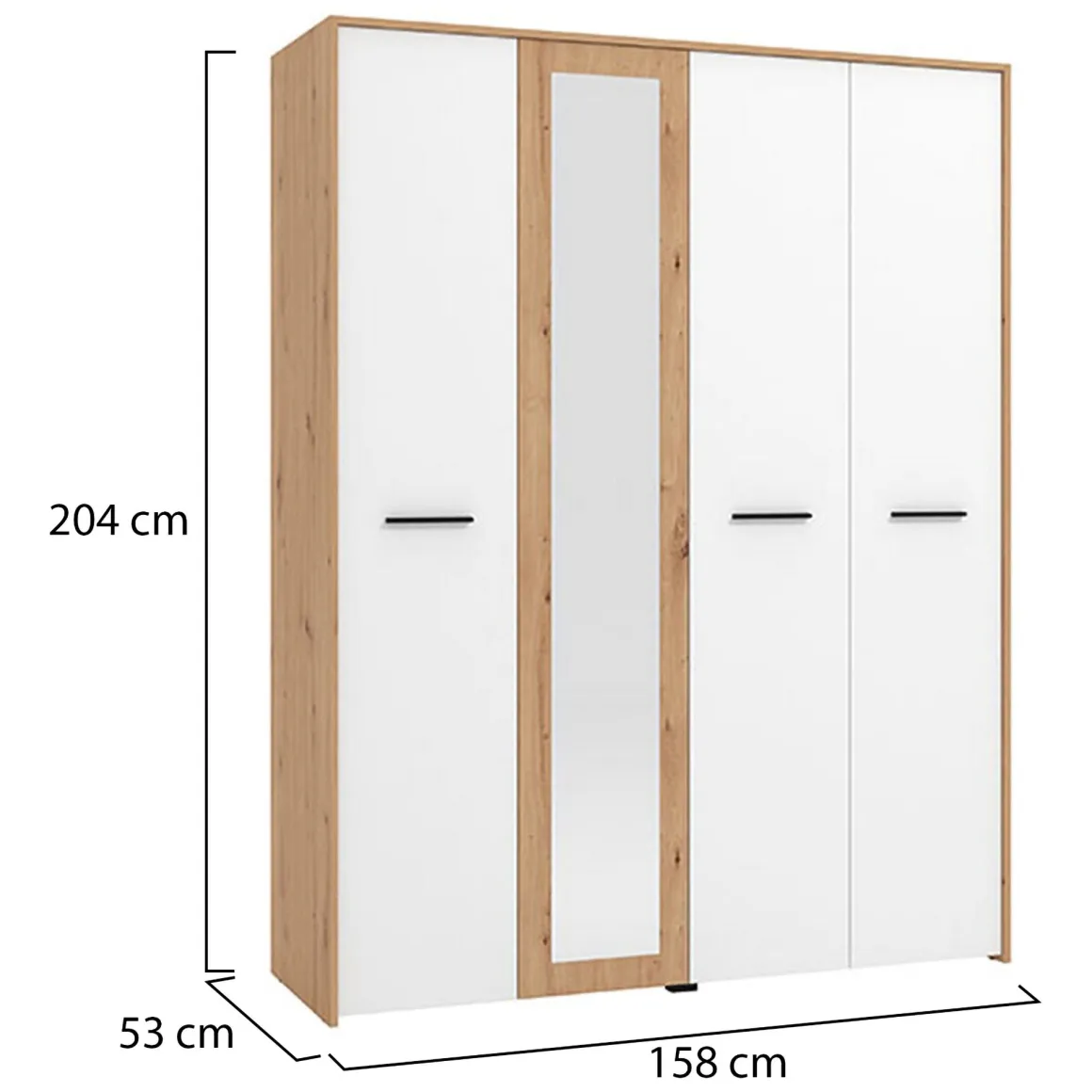 Altri Guardaroba > Dmora Guardaroba Grande Bianco Opaco Marrone Rovere Nodi Appendiabiti 6 Ripiani 262.5x224h cm, 3 Ante - Carasco Marrone Rovere Nodi, Bianco Opaco