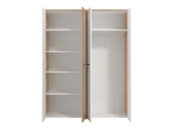 Altri Guardaroba > Dmora Guardaroba Grande Bianco Opaco Marrone Rovere Nodi Appendiabiti 6 Ripiani 262.5x224h cm, 3 Ante - Carasco Marrone Rovere Nodi, Bianco Opaco
