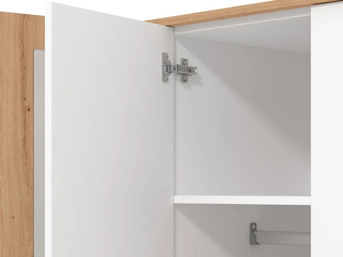 Altri Guardaroba > Dmora Guardaroba Grande Bianco Opaco Marrone Rovere Nodi Appendiabiti 6 Ripiani 262.5x224h cm, 3 Ante - Carasco Marrone Rovere Nodi, Bianco Opaco