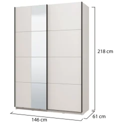 Altri Guardaroba > Dmora Guardaroba Grande Bianco Opaco Nero Appendiabiti 2 Ripiani 145.5x217.5h cm, Apertura Scorrevole - Tredozio Nero, Bianco Opaco