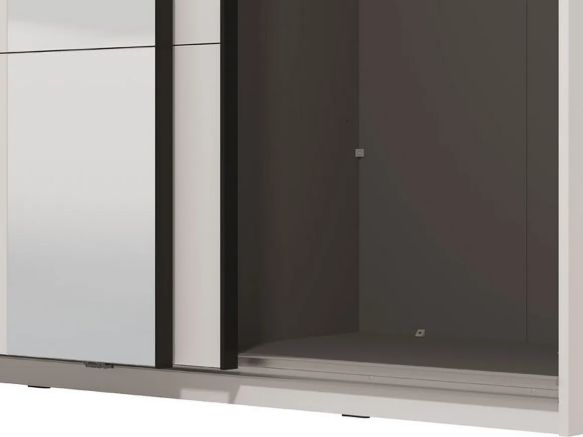 Altri Guardaroba > Dmora Guardaroba Grande Bianco Opaco Nero Appendiabiti 2 Ripiani 145.5x217.5h cm, Apertura Scorrevole - Tredozio Nero, Bianco Opaco