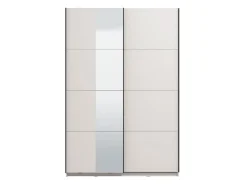 Altri Guardaroba > Dmora Guardaroba Grande Bianco Opaco Nero Appendiabiti 2 Ripiani 145.5x217.5h cm, Apertura Scorrevole - Tredozio Nero, Bianco Opaco