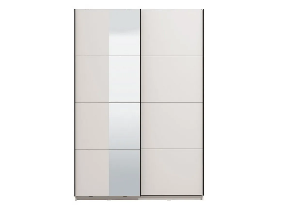 Altri Guardaroba > Dmora Guardaroba Grande Bianco Opaco Nero Appendiabiti 2 Ripiani 145.5x217.5h cm, Apertura Scorrevole - Tredozio Nero, Bianco Opaco
