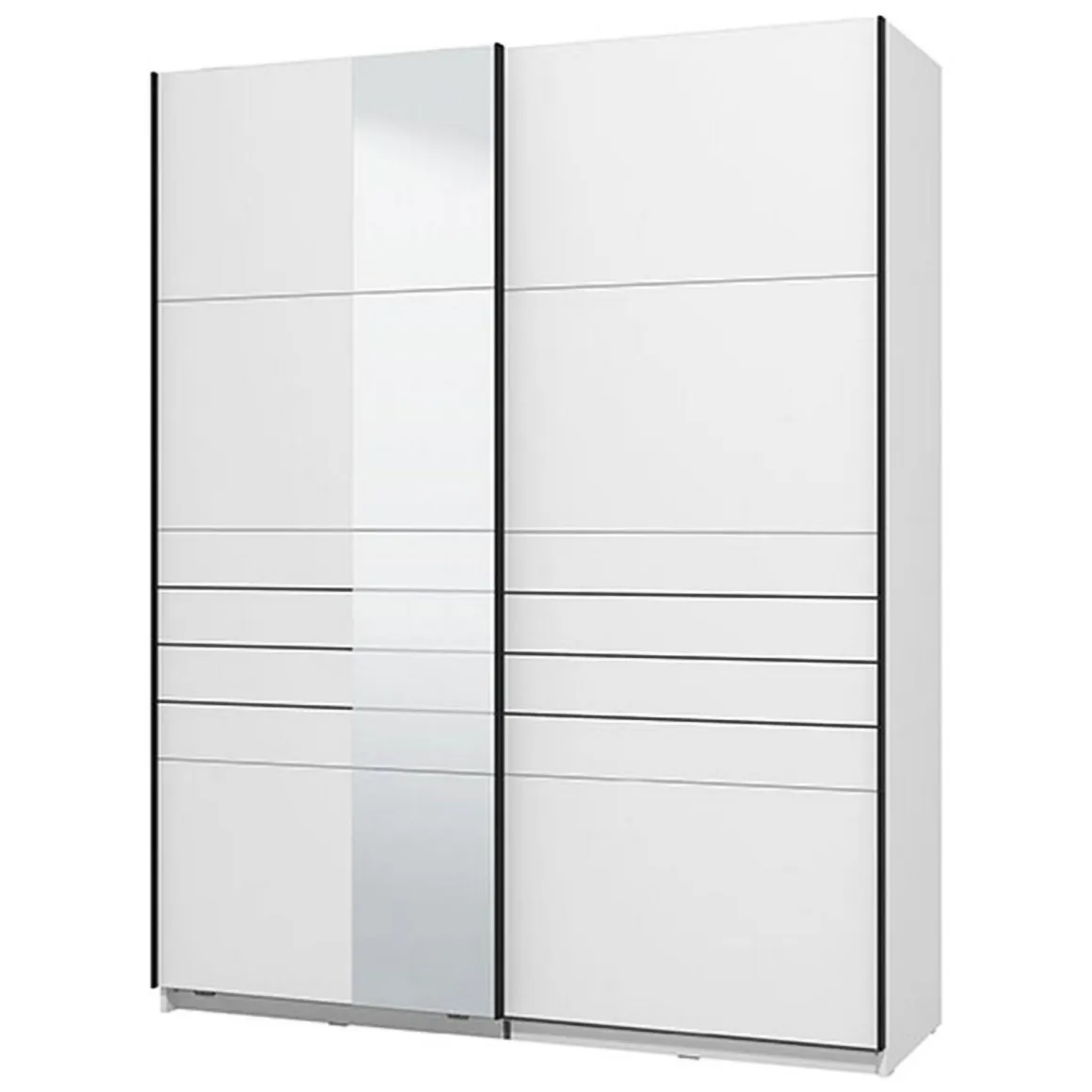 Guardaroba Grande Bianco Opaco Nero Appendiabiti 2 Ripiani 145.5x217.5h cm, Apertura Scorrevole - Vialone