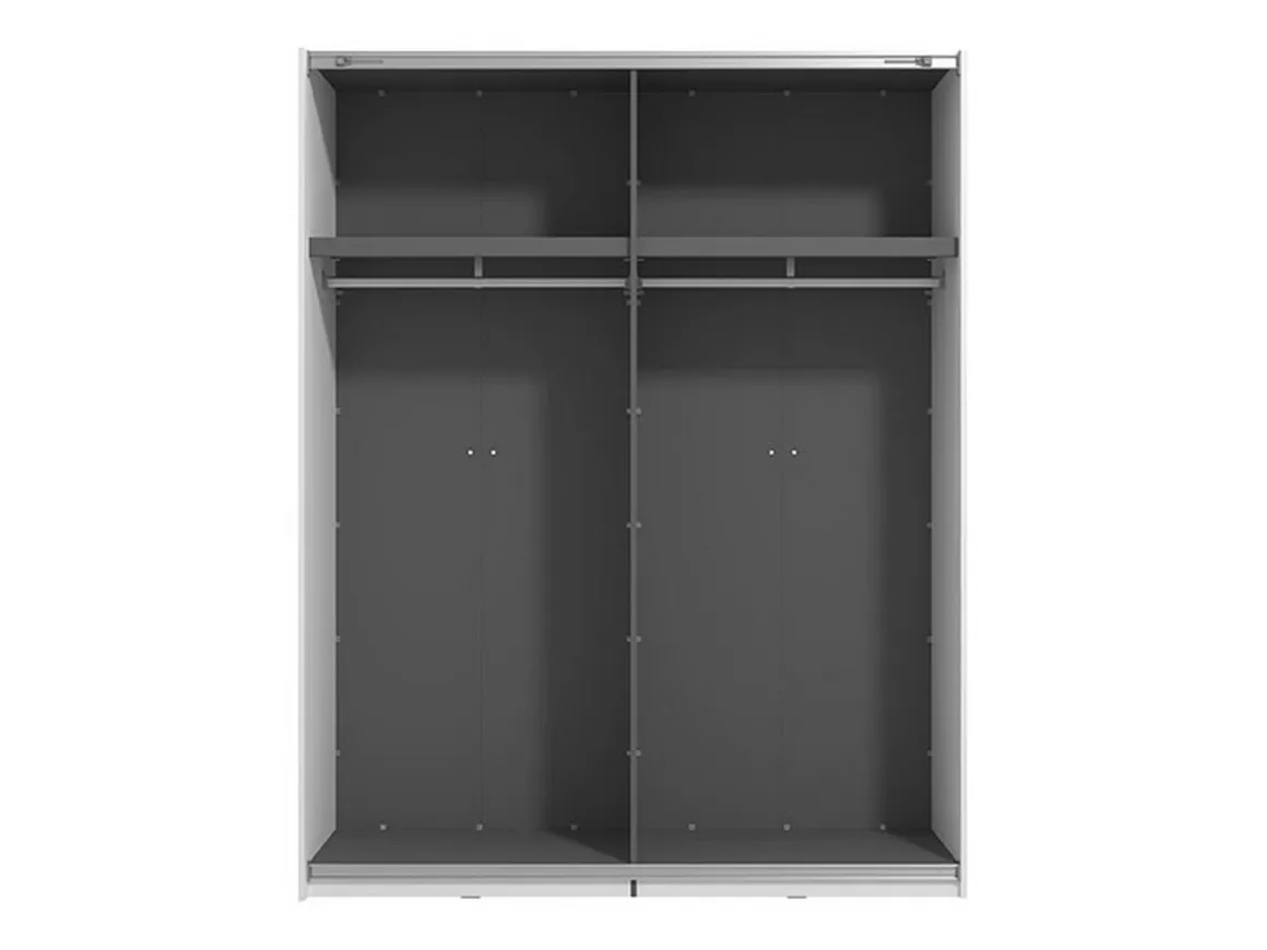 Guardaroba Grande Bianco Opaco Nero Appendiabiti 2 Ripiani 145.5x217.5h cm, Apertura Scorrevole - Vialone