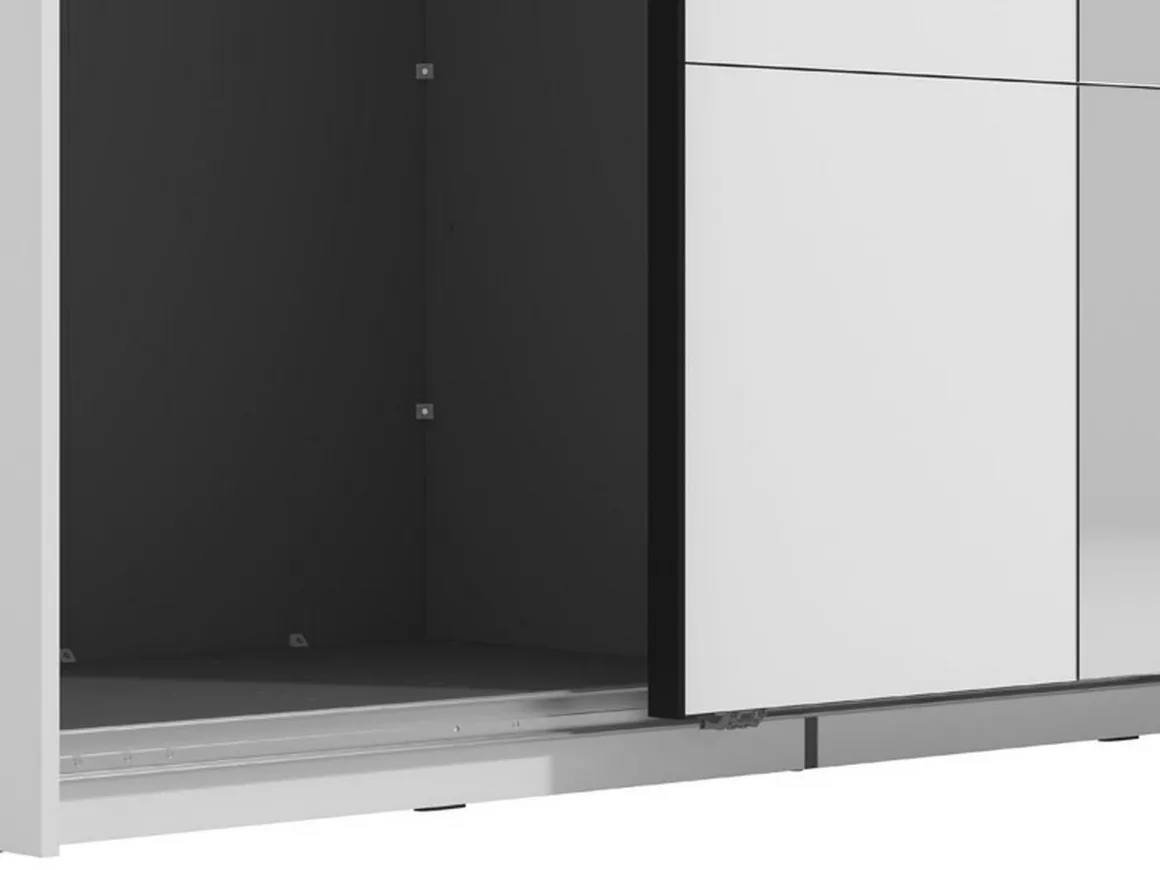 Guardaroba Grande Bianco Opaco Nero Appendiabiti 2 Ripiani 145.5x217.5h cm, Apertura Scorrevole - Vialone