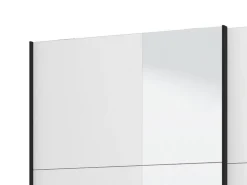 Guardaroba Grande Bianco Opaco Nero Appendiabiti 2 Ripiani 145.5x217.5h cm, Apertura Scorrevole - Vialone