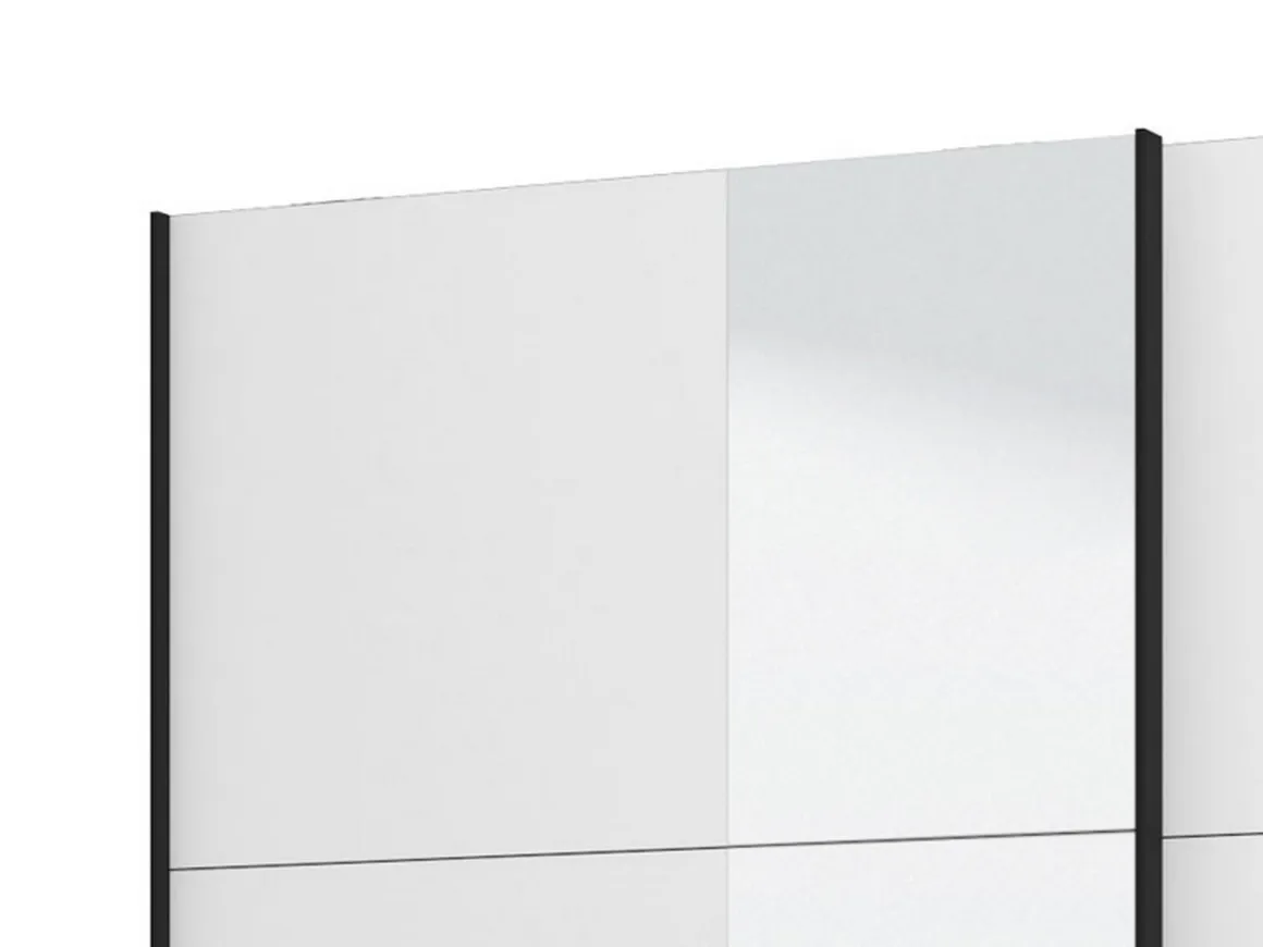 Guardaroba Grande Bianco Opaco Nero Appendiabiti 2 Ripiani 145.5x217.5h cm, Apertura Scorrevole - Vialone