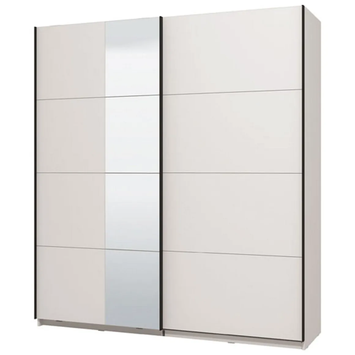 Altri Guardaroba > Dmora Guardaroba Grande Bianco Opaco Nero Appendiabiti 2 Ripiani 195x217.5h cm, Apertura Scorrevole - Siri Nero, Bianco Opaco