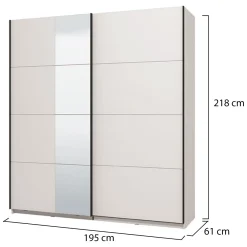 Altri Guardaroba > Dmora Guardaroba Grande Bianco Opaco Nero Appendiabiti 2 Ripiani 195x217.5h cm, Apertura Scorrevole - Siri Nero, Bianco Opaco