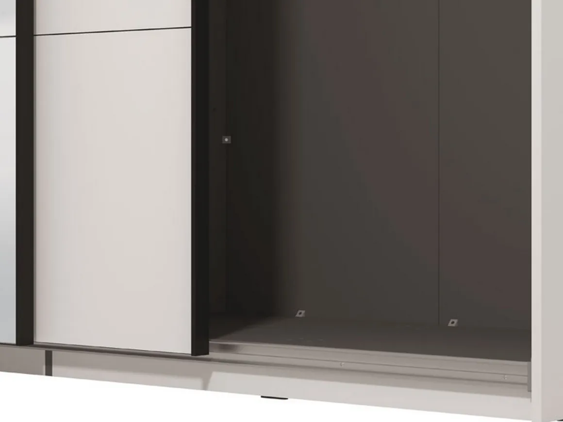 Altri Guardaroba > Dmora Guardaroba Grande Bianco Opaco Nero Appendiabiti 2 Ripiani 195x217.5h cm, Apertura Scorrevole - Siri Nero, Bianco Opaco