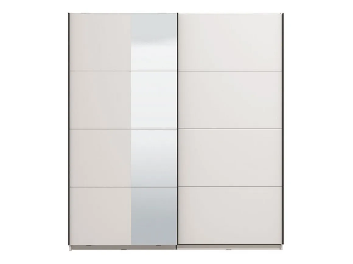 Altri Guardaroba > Dmora Guardaroba Grande Bianco Opaco Nero Appendiabiti 2 Ripiani 195x217.5h cm, Apertura Scorrevole - Siri Nero, Bianco Opaco