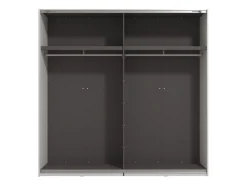 Altri Guardaroba > Dmora Guardaroba Grande Bianco Opaco Nero Appendiabiti 2 Ripiani 245x217.5h cm, Apertura Scorrevole - Peio Nero, Bianco Opaco