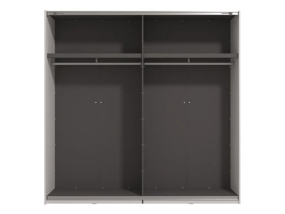 Altri Guardaroba > Dmora Guardaroba Grande Bianco Opaco Nero Appendiabiti 2 Ripiani 245x217.5h cm, Apertura Scorrevole - Peio Nero, Bianco Opaco