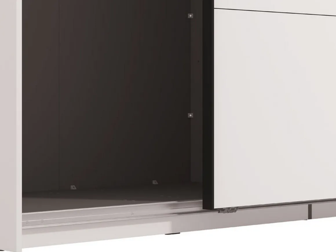 Altri Guardaroba > Dmora Guardaroba Grande Bianco Opaco Nero Appendiabiti 2 Ripiani 245x217.5h cm, Apertura Scorrevole - Peio Nero, Bianco Opaco