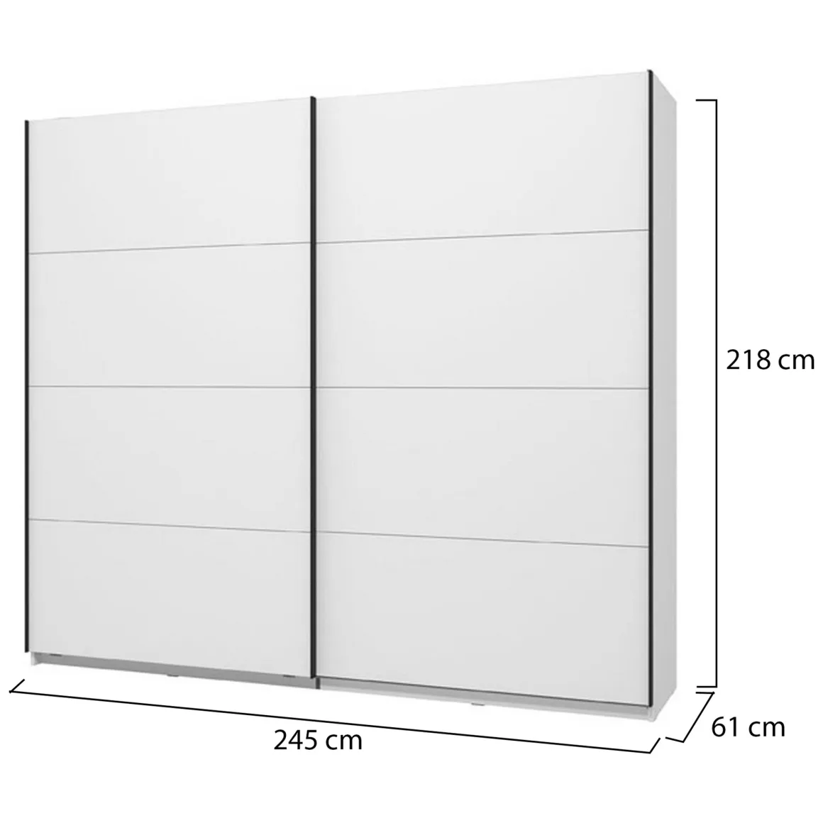 Altri Guardaroba > Dmora Guardaroba Grande Bianco Opaco Nero Appendiabiti 2 Ripiani 267x217h cm, Apertura Scorrevole - Tures Nero, Bianco Opaco