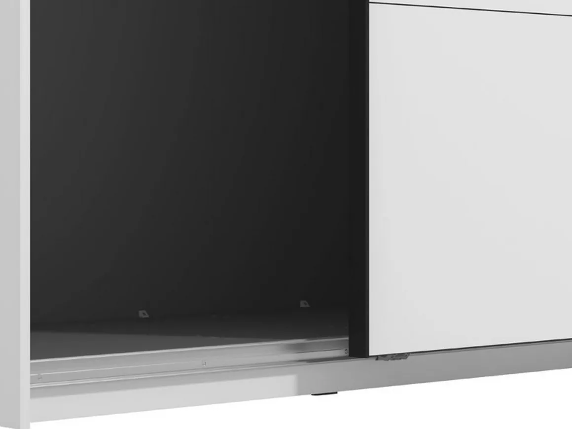 Altri Guardaroba > Dmora Guardaroba Grande Bianco Opaco Nero Appendiabiti 2 Ripiani 267x217h cm, Apertura Scorrevole - Tures Nero, Bianco Opaco