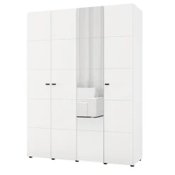 Altri Guardaroba > Dmora Guardaroba Grande Bianco Opaco Nero Appendiabiti 5 Ripiani 155x215.5h cm, 7 Vani - Carisolo Nero, Bianco Opaco
