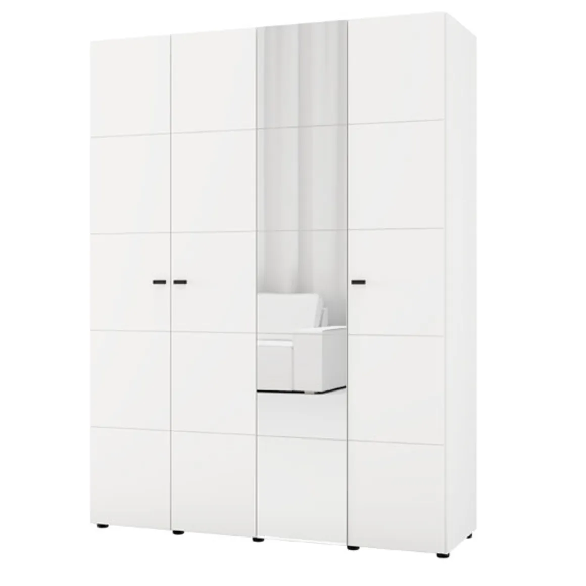 Altri Guardaroba > Dmora Guardaroba Grande Bianco Opaco Nero Appendiabiti 5 Ripiani 155x215.5h cm, 7 Vani - Carisolo Nero, Bianco Opaco