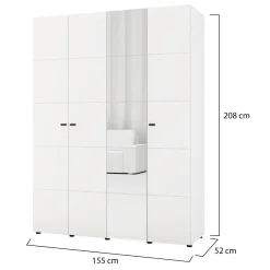 Altri Guardaroba > Dmora Guardaroba Grande Bianco Opaco Nero Appendiabiti 5 Ripiani 155x215.5h cm, 7 Vani - Carisolo Nero, Bianco Opaco