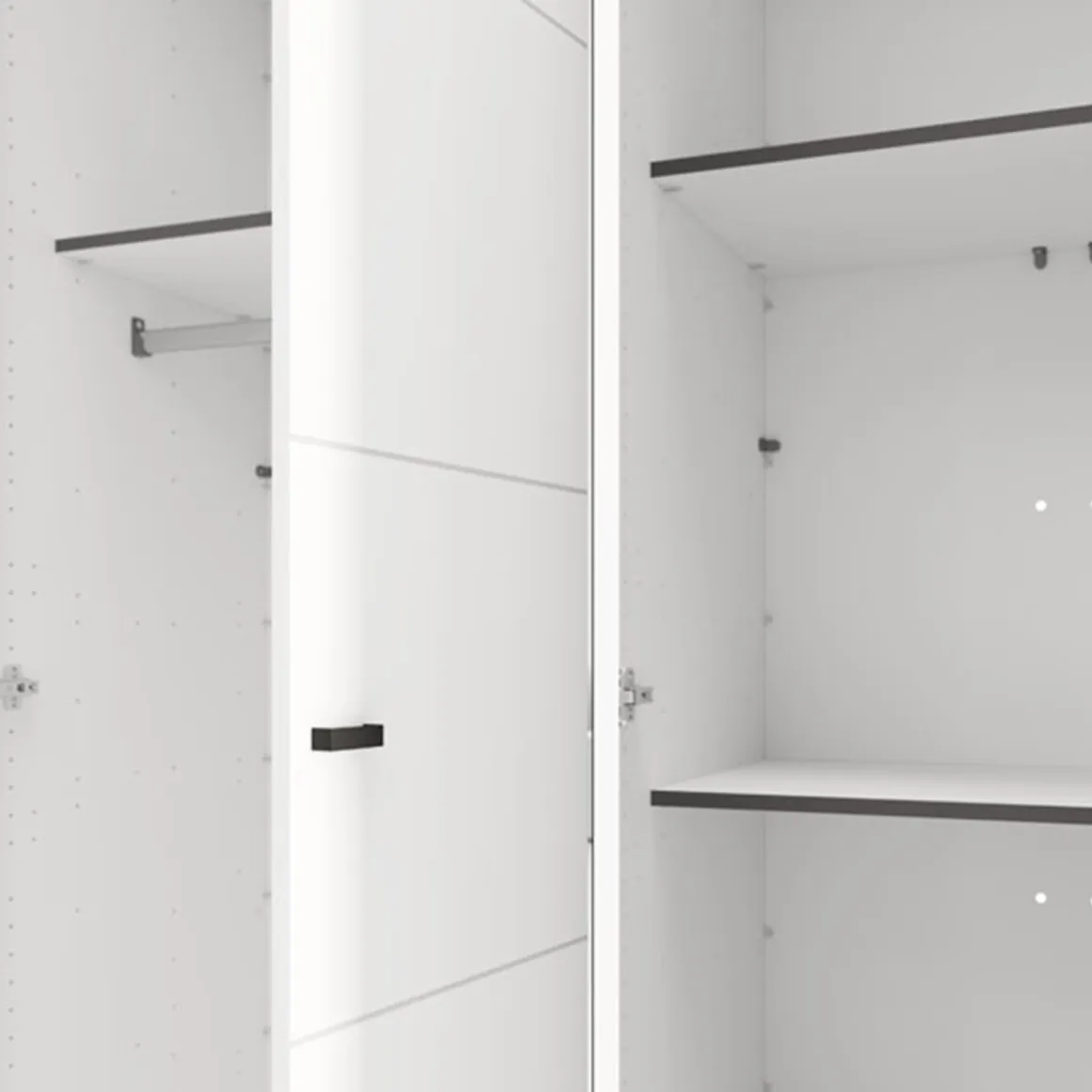 Altri Guardaroba > Dmora Guardaroba Grande Bianco Opaco Nero Appendiabiti 5 Ripiani 155x215.5h cm, 7 Vani - Carisolo Nero, Bianco Opaco