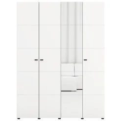 Altri Guardaroba > Dmora Guardaroba Grande Bianco Opaco Nero Appendiabiti 5 Ripiani 155x215.5h cm, 7 Vani - Carisolo Nero, Bianco Opaco