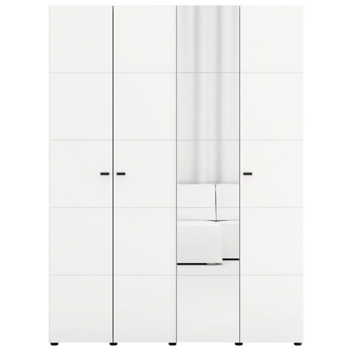 Altri Guardaroba > Dmora Guardaroba Grande Bianco Opaco Nero Appendiabiti 5 Ripiani 155x215.5h cm, 7 Vani - Carisolo Nero, Bianco Opaco