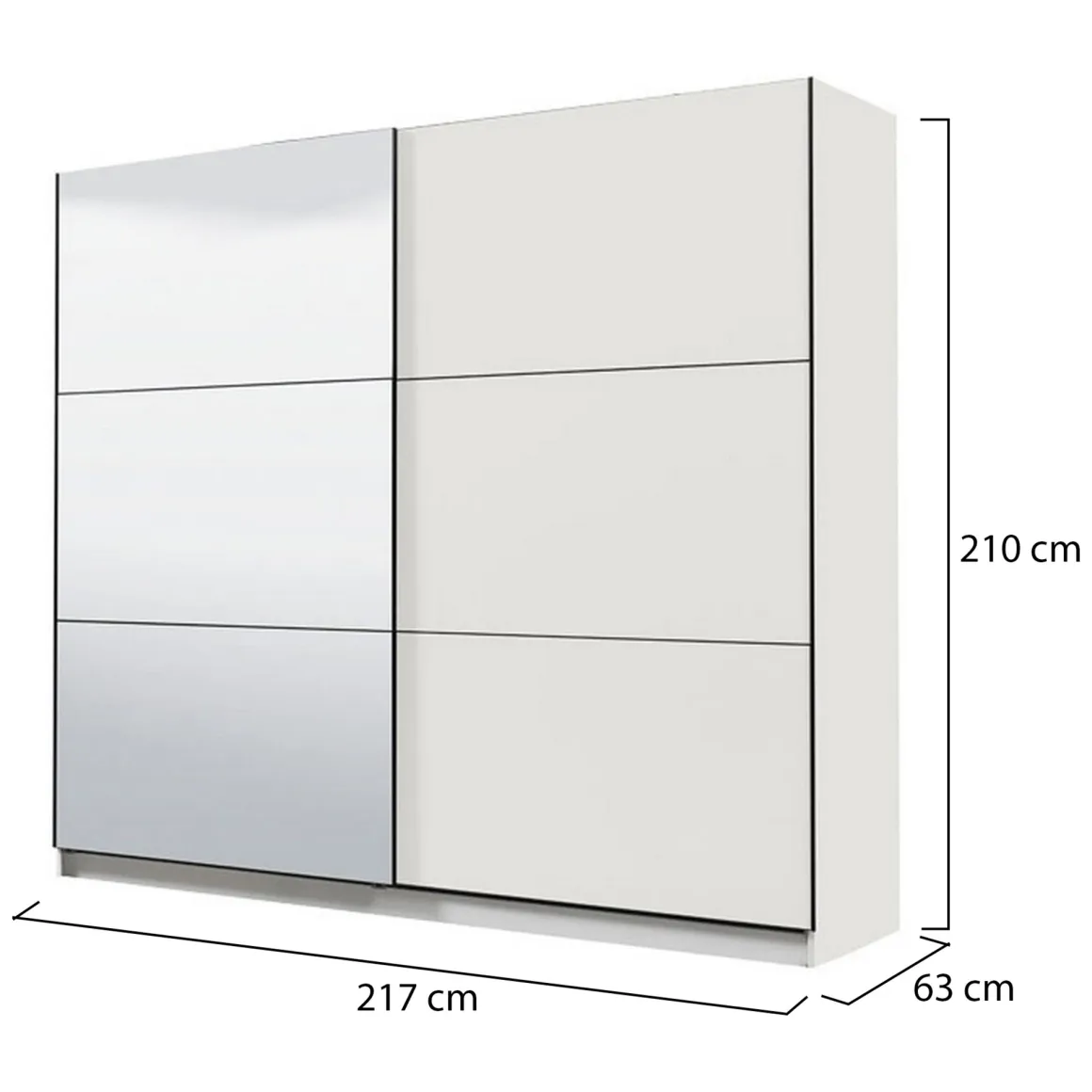 Altri Guardaroba > Dmora Guardaroba Grande Bianco Opaco Nero Appendiabiti 8 Ripiani 251x215.5h cm, 12 Vani - Pedavena Nero, Bianco Opaco
