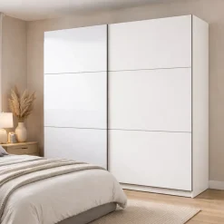 Altri Guardaroba > Dmora Guardaroba Grande Bianco Opaco Nero Appendiabiti 8 Ripiani 251x215.5h cm, 12 Vani - Pedavena Nero, Bianco Opaco